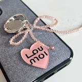 Pink beads ribbon ring tok