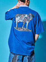 サクラアニマルズネイビーデニムウォッシュドTシャツ (カウ)