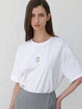 (T-7052)エッセンシャル ラベル オーバーフィット Tシャツ