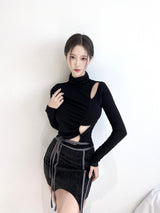 1080. Cut out leather strap mini sk (2color)