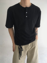 rope henley neck short sleeve(2colors)
