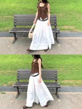 Rustic Pure Frill Slit Maxi Long Skirt (2 colors)