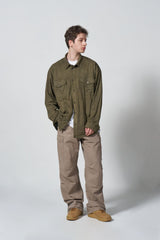 VINTAGE SUEDE SHIRT JACKET - KHAKI