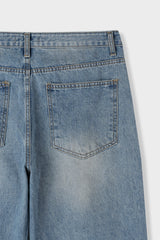 Pure straight denim pants