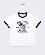 Essential Standard Short-Sleeve Ringer T-Shirt Travel Bear White