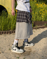 Lever Check Layered Bermuda Pants