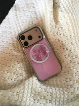 Dotwing Magsafe Silver Glass Bumper Case(Pink)