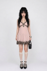 PINKBOM BLUSH LACE MINI DRESS