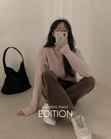 【MADE】V neck cable knitting 