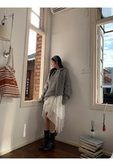 wool gray hood oversized fit knitwear