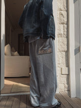 Fire embroidery string training pants