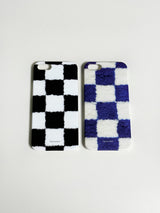 fluffy check hard case-black