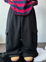 WAFFLE PUNCHING 🧇WIDE CARGO PANTS 🩶🖤2CCOLOR