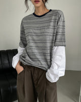キンダー マルチストライプ レイヤード ロングスリーブ