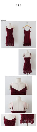 BURGUNDY ROSE FLORAL MINI DRESS