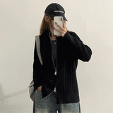 Settle thick half high neck twisted knitwear zip-up