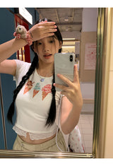 アイスクリームレースレイヤード半袖Tシャツ