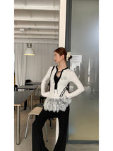 Block Lace Strap Long Sleeve Tee