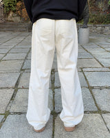 オーラワンピンタックコットンフリースワイドパンツ (White)