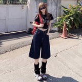 Heritage Retro Adjustable Waist Denim Bermudas
