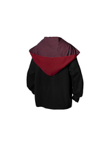 RELABEL Spatial Relationship (Inside and Outside) Two-Tone Striped Checkered Pattern Detachable Hooded 長袖Tシャツ ドロップショルダー