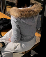 [ORIGINAL] POE Fur Hood 2-Way Zip-Up Hoodie