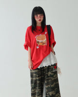 Hamburger Kitch Boxy Oversized Fit Short Sleeve T-shirt