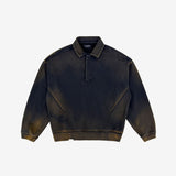 Oversized Polo Sweatshirt - Faded Black