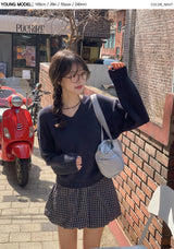 Again Basic Cotton Loose Fit V-neck Knit (5color)