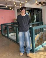 ラットワイドデニムパンツ(Black)