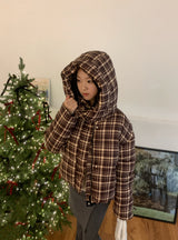 Witty Bulky Check 2-Way Zipper Hood Puffer