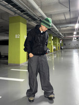 Patched Denim Straight Pants