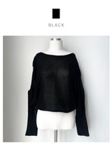  Bohemian damage crop long sleeve knit (5 colors)