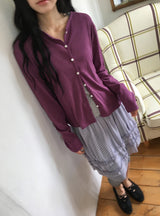 Rie Layered Banding Mesh Midi Skirt