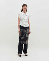 Embroidered Graphic Jersey Skirt _ BLACK