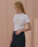 チャーミングシェルクロップTシャツ-WHITE