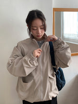 [unisex] PQチェック襟付きウィンドブレーカージャンパー