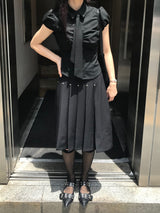 Monday Office Ball Stud Pleated Midi Skirt