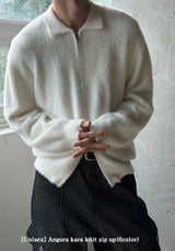 [Unisex] Angora kara knit zip up(6color)