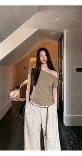 Khaki Collection オーバーサイズショルダー 半袖Tシャツ