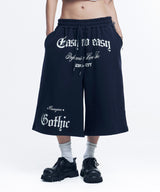 Gothic lettering Bermuda sweatpants - Navy