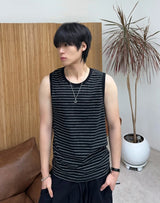 Rubber striped sleeveless top