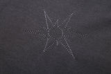 Star Damage Crop Hoodie Zip-Up (CHARCOAL)
