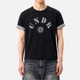 Rolled-Sleeve Cropped Short-Sleeve T-Shirt Crack Solar Black