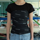 Drape Banded Tube Top Black