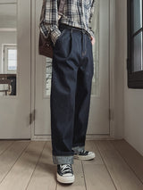 コンプローピンタックワイドデニムパンツ