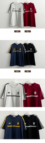 ハーディーレタリングラインジャージーショートスリーブtシャツ