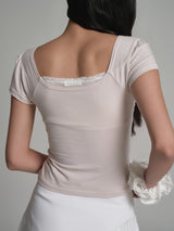 Fairy Lace layered Top, Milk Beige