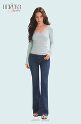 Ripel Mint Pink Lace Long-Sleeve T-Shirt