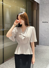 Jed-in Drape Chiffon Peplum Blouse